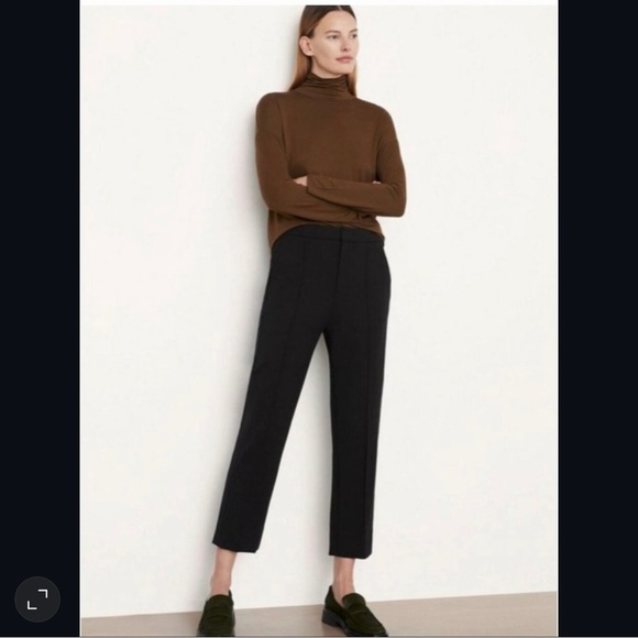 Vince Pants - Vince Tapered Stove Pipe Pant Womens 6 Black Pintuck Ponte Full Length